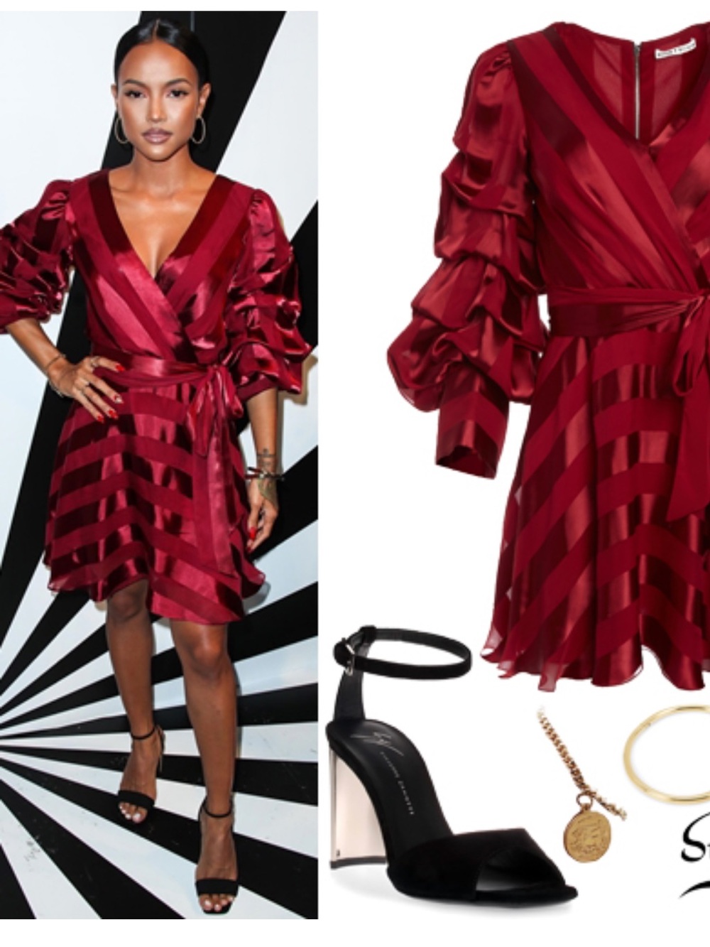 Alice & Olivia Santina wine mini dress 10